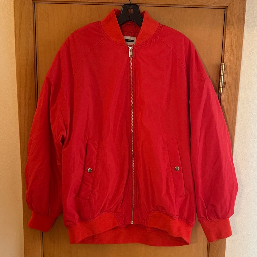 Noisy May Women’s Bomber Jacket Bright Orange Size Medium